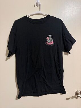 Retrofit Black Short-Sleeve Tee with Pink Graphic